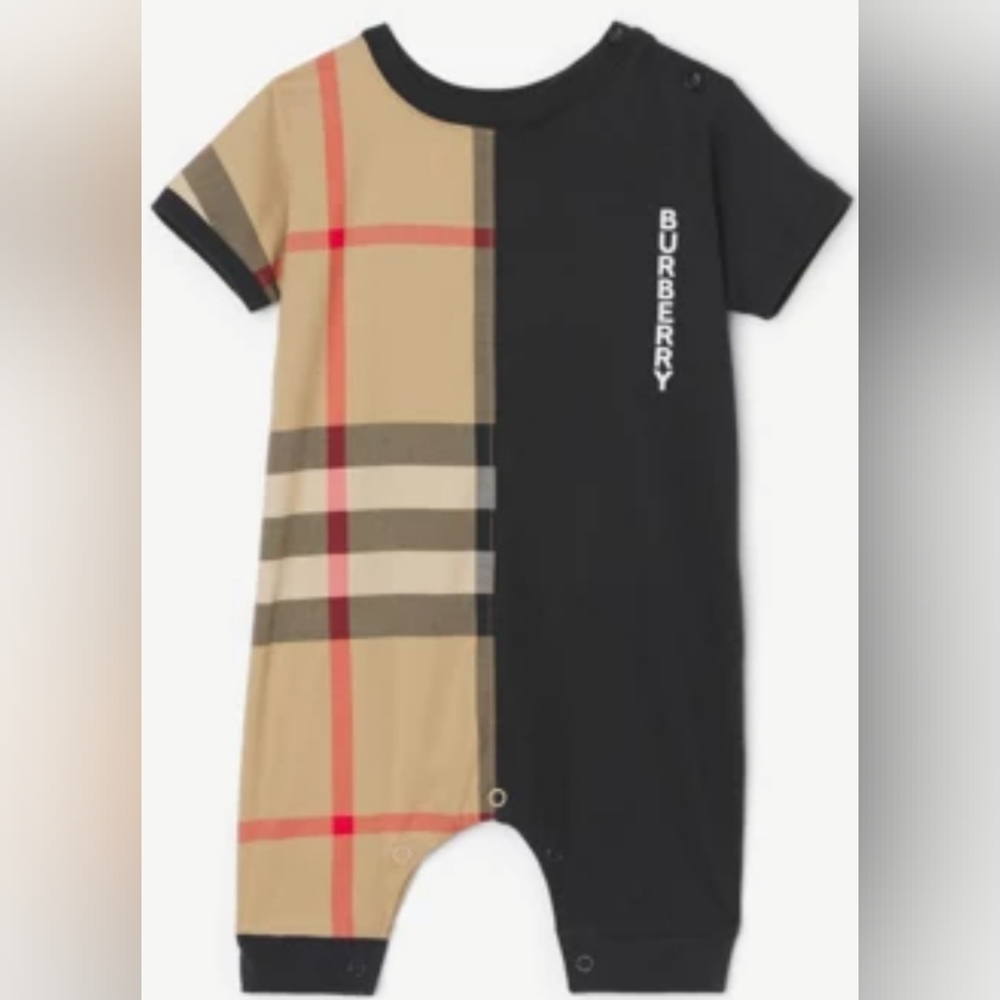 Check Panel Cotton Playsuit Brand-new